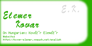 elemer kovar business card